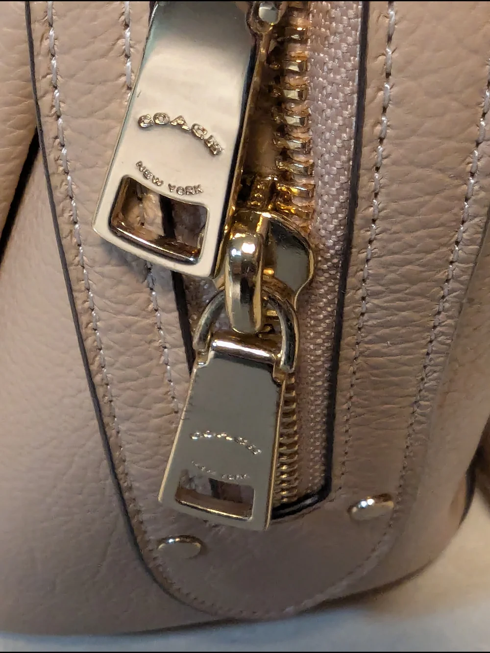 Coach Beachwood/Gold Pebble Leather Dome Satchel -